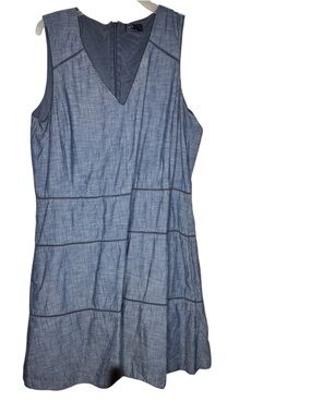 Gap size 14 Chambray Sleeveless V-Neck Denim-Effect Panel Dress - Blue